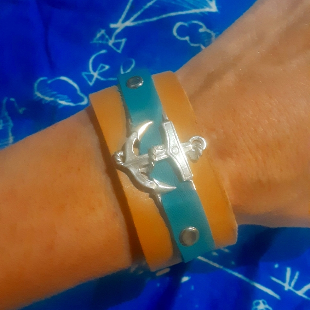 Natalus themed Leather Hamdmade Anchor Bracelt